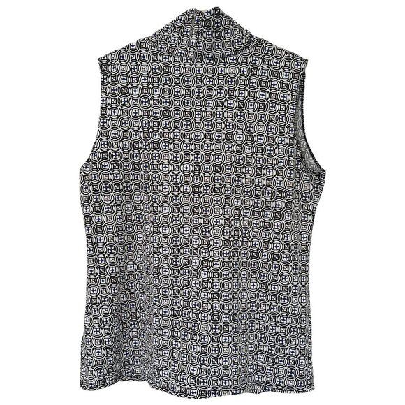 Tiffany & Grey Blue Geometric Print Sleeveless Blouse XLP Petite Workwear Top - Picture 5 of 7
